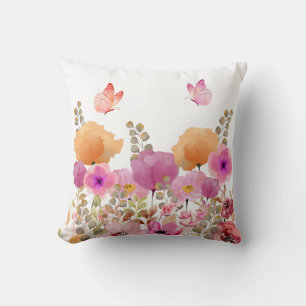 Cojín Decorativo Floral y mariposa