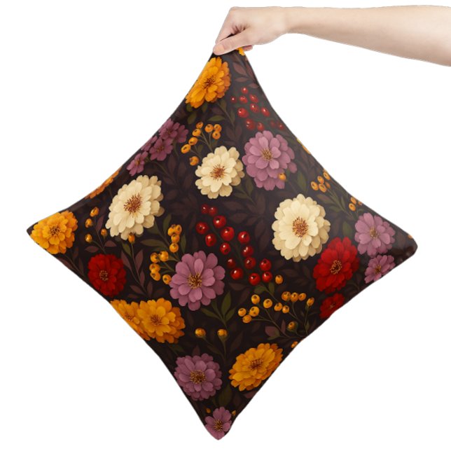 Cojín Decorativo Florales de Otoño - Boho Granja (A cozy touch of fall with rich floral patterns, perfect for adding seasonal charm to your home.)