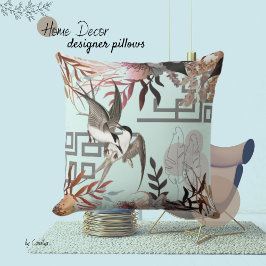 Cojín Decorativo Florals Browns, Cranberry Tan y Birds