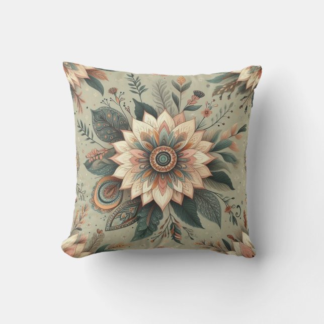 Cojín Decorativo Florals en Sage (Anverso)