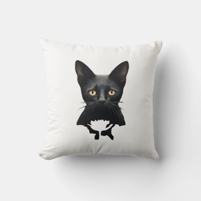 Cojín Decorativo Florals Whimsigoth Gótico Style Kitty Y Poppies (Anverso)