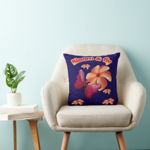 Cojín Decorativo Florece y Vuela Mariposa Flor Estética Lindo Insp