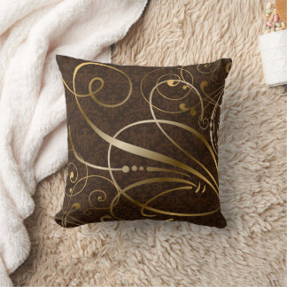 Cojín Decorativo Florecen los dorados de Damask Brown