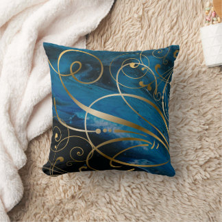 Cojín Decorativo Florecen los Swils Blue Black Gold