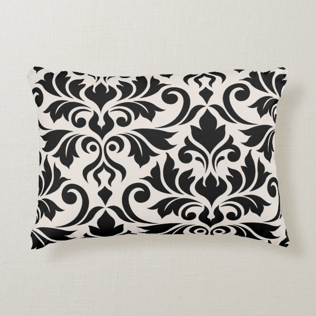 Cojín Decorativo Florecer Damask Art I 2Way Black + Cream (Anverso)