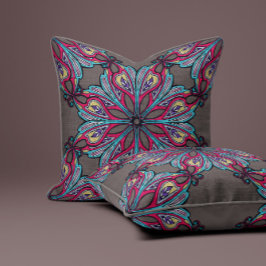 Cojín Decorativo Florecimiento boho en greige cálido