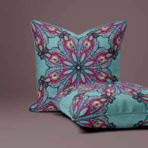 Cojín Decorativo Florecimiento Boho en Verde Salvia