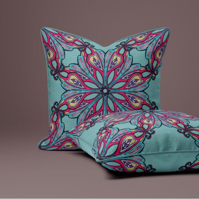 Cojín Decorativo Florecimiento Boho en Verde Salvia (Subido por el creador)