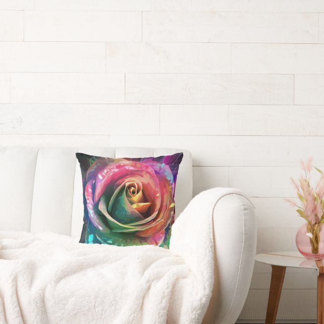 Cojín Decorativo Florecimiento celeste: Rosa extranjero (Sofá)