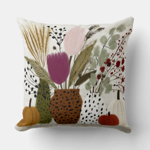 Cojín Decorativo Floreros manchados de leopardo de ciruela y olivo