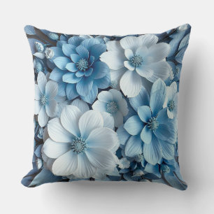 Cojín Decorativo Flores 3D azules y blancas