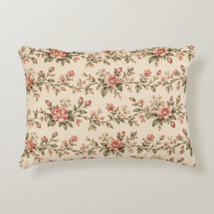 Cojín Decorativo Flores a rayas de rosa vintage