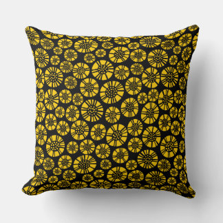 Cojín Decorativo Flores Abstractas 031023 - Ámbar sobre Negro