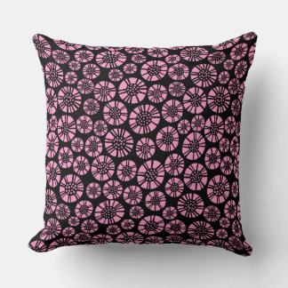 Cojín Decorativo Flores abstractas 031023 - Rosa en negro