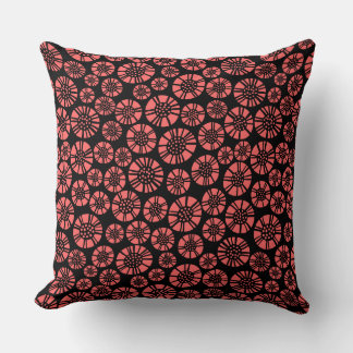 Cojín Decorativo Flores abstractas 031023 - Rosa tropical en negro