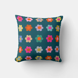 Cojín Decorativo Flores abstractas coloridas Marina Flora Azul Retr