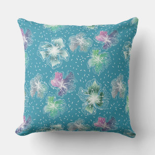 Cojín Decorativo Flores abstractas en hermosos tonos azul claro