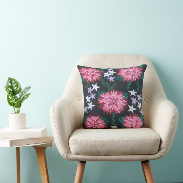 Cojín Decorativo Flores abstractas en negro (Silla)