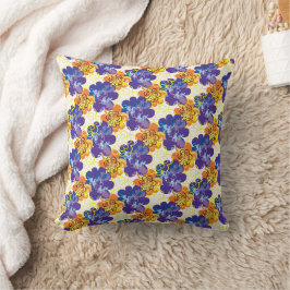 Cojín Decorativo Flores abstractas exóticas vintage naranja púrpura