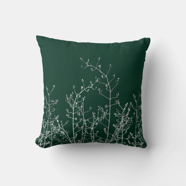 Cojín Decorativo Flores abstractas modernas y elegantes, verde esme (Anverso)