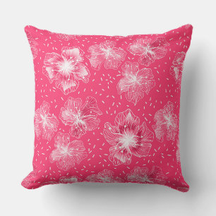 Cojín Decorativo Flores abstractas rosa caliente retro