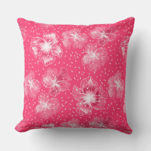 Cojín Decorativo Flores abstractas rosadas calientes retro