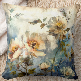 Cojín Decorativo Flores Acuarela Acogedoras & Sueños de Zafiro