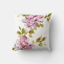 Cojín Decorativo Flores acuarela florales rosadas elegantes chic