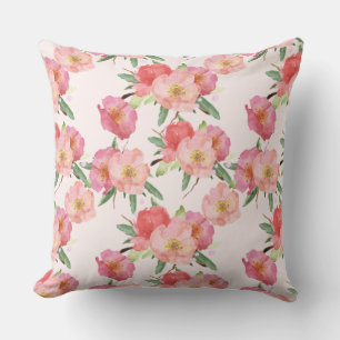 Cojín Decorativo Flores Acuarela Rosadas Lindas