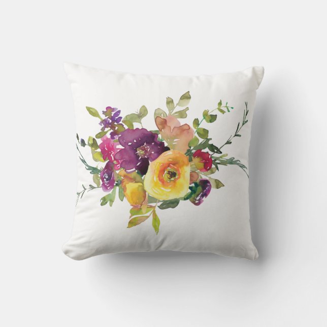 Cojín Decorativo Flores acuarelas (Anverso)