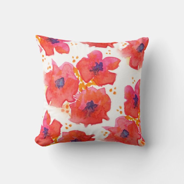 Cojín Decorativo Flores acuarelas (Anverso)