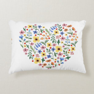 Cojín Decorativo Flores acuarelas patrón transparente