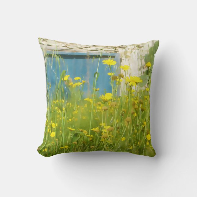 Cojín Decorativo Flores acuáticas amarillas (Anverso)