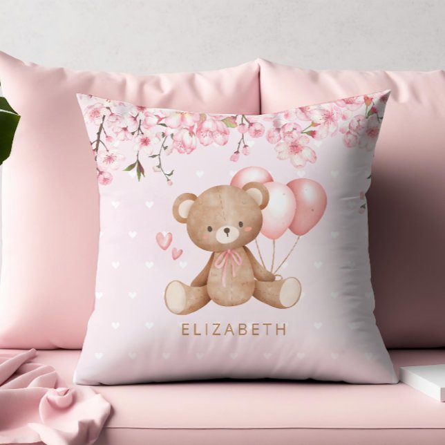 Cojín Decorativo Flores acuáticas Boho Teddy Bear personalizadas (Subido por el creador)