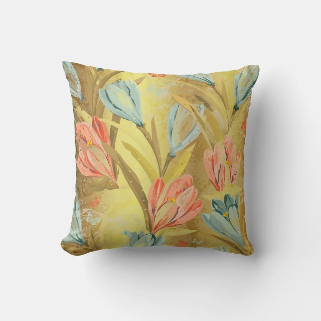 Cojín Decorativo Flores acuáticas Crocus Lila Gold Brillantes Orquí (Anverso)