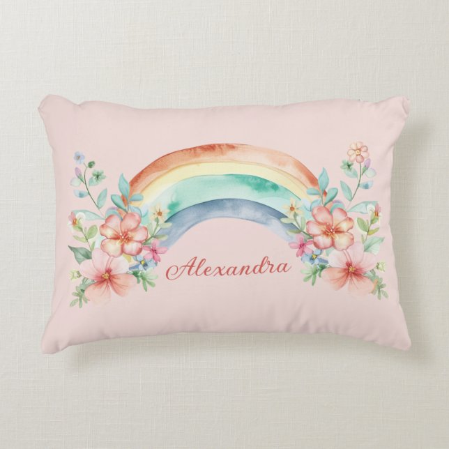 Cojín Decorativo Flores acuáticas y arcoiris de bonito (Anverso)