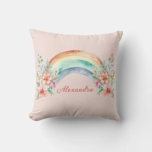 Cojín Decorativo Flores acuáticas y arcoiris de bonito