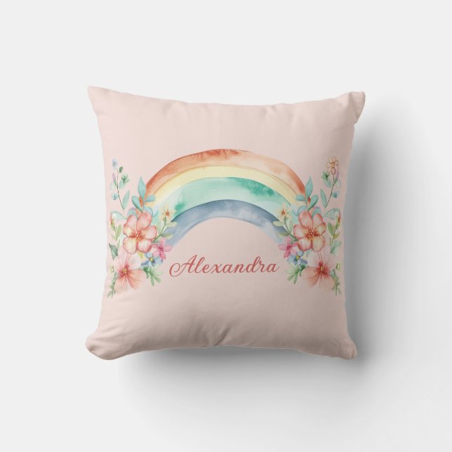 Cojín Decorativo Flores acuáticas y arcoiris de bonito (Anverso)