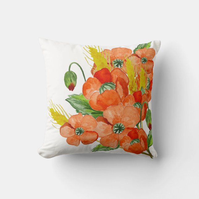 Cojín Decorativo Flores adorables de amapola (Anverso)