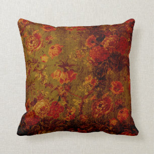 Cojín Decorativo Flores Almohada-Rojas florales del Grunge del