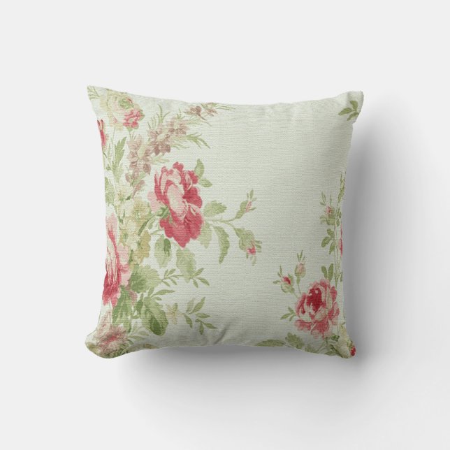 Cojín Decorativo Flores Almohada-Rosadas del tiro de la impresión (Anverso)