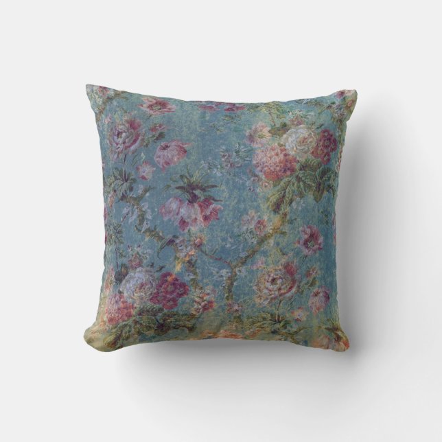 Cojín Decorativo Flores Almohada-Rosadas florales del Grunge del (Anverso)