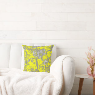 Cojín Decorativo Flores amarillas amarillas estilizadas de color gr