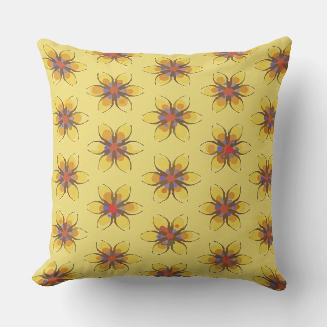 Cojín Decorativo Flores amarillas con brotes Naranjas (Anverso)