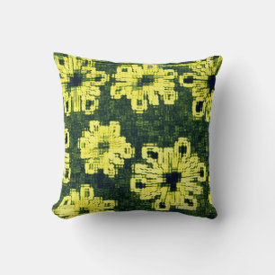 Cojín Decorativo Flores amarillas contra el negro