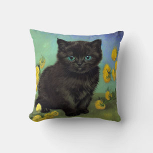 Cojín Decorativo Flores amarillas de gato negro Van Gogh