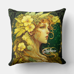 Cojín Decorativo Flores Amarillas Echadas Fantasía de hadas del bos