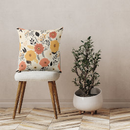 Cojín Decorativo Flores amarillas Naranjas otoño dejan elegante