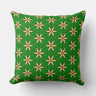 Cojín Decorativo Flores Amarillas Retro de Pétalos Punteagudos en C