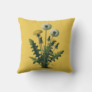 Cojín Decorativo Flores amarillas vintage de diente de león